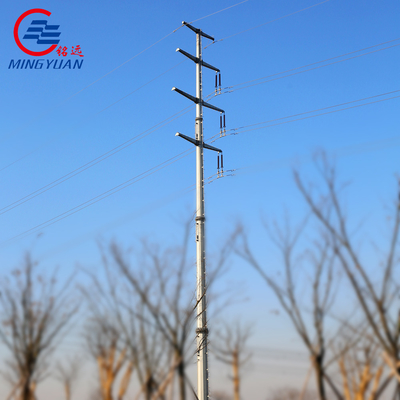 Poste de torre de linha de transmissão de aço 132kv energia elétrica galvanizada 100m de altura