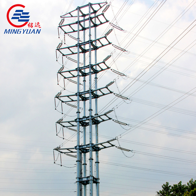 Tensão alta Q460 do ângulo elétrico aéreo de alta tensão da estrutura do poder 550kV da transmissão